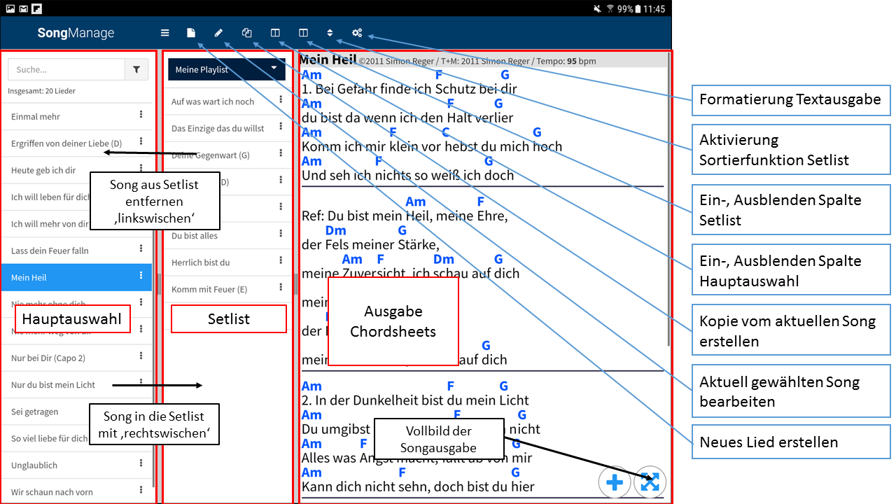 aPP Oberfläche